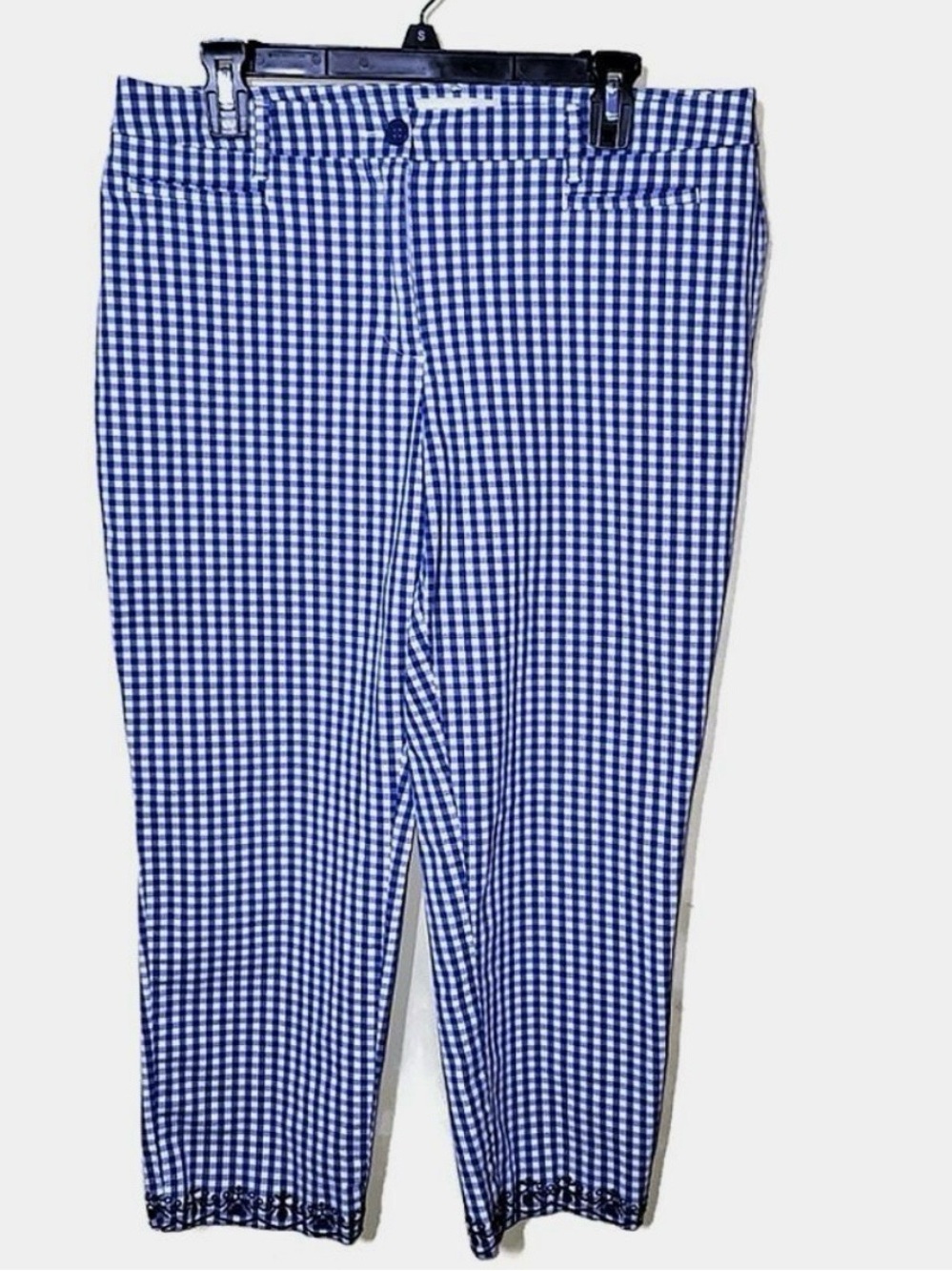 Talbots Blue and White Gingham Straight-Leg Pants